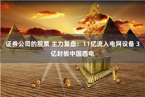 证券公司的股票 主力复盘：11亿流入电网设备 3亿封板中国西电